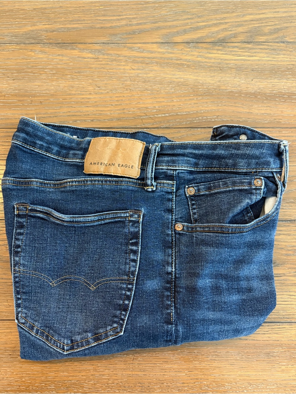 American Eagle Outfitters Men's Indigo‎ Straight-Leg Jeans Size 34x30 Hem Hemmed